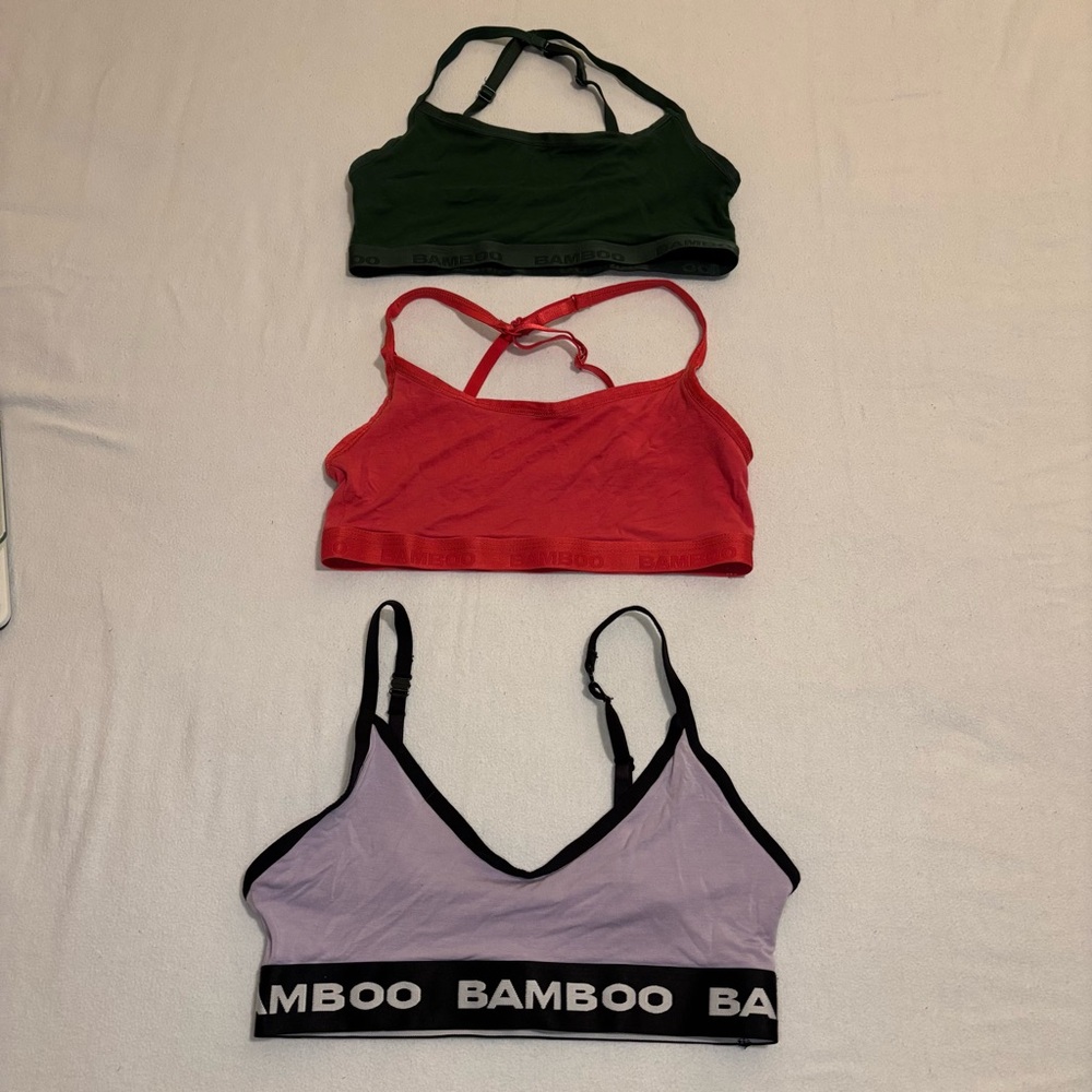 Bamboo Bralettes‎ (3)  Size Medium. 2 Crossback and 1 Straight Strap. Super Soft